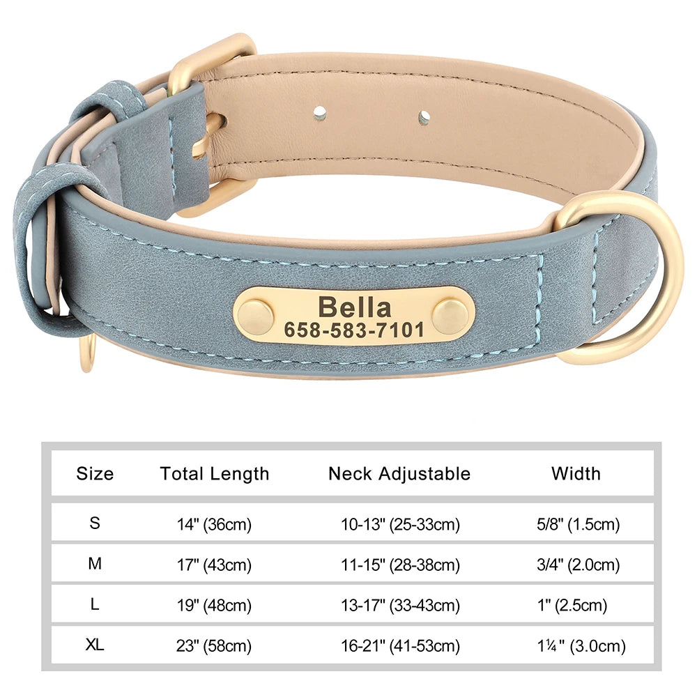 Personalized PU Leather Dog Collar with Free Engraved ID Tag