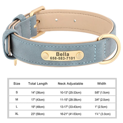 Personalized PU Leather Dog Collar with Free Engraved ID Tag