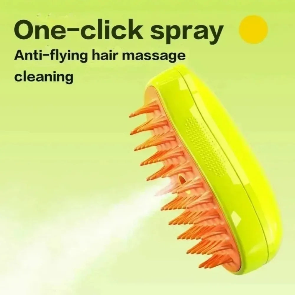 3-in-1 Electric Steam Pet Brush – Grooming & Massage Tool for Cats & Dogs