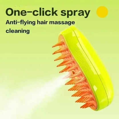 3-in-1 Electric Steam Pet Brush – Grooming & Massage Tool for Cats & Dogs