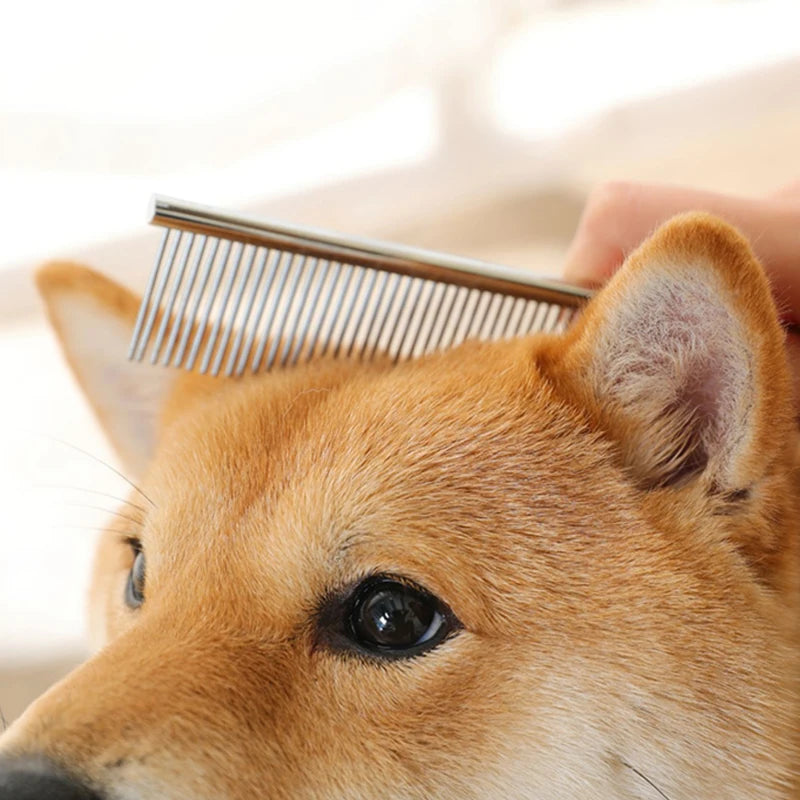 Stainless Steel Dog & Cat Grooming Comb – Long Hair Fur Removal Dematting Brush