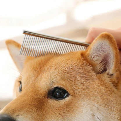 Stainless Steel Dog & Cat Grooming Comb – Long Hair Fur Removal Dematting Brush