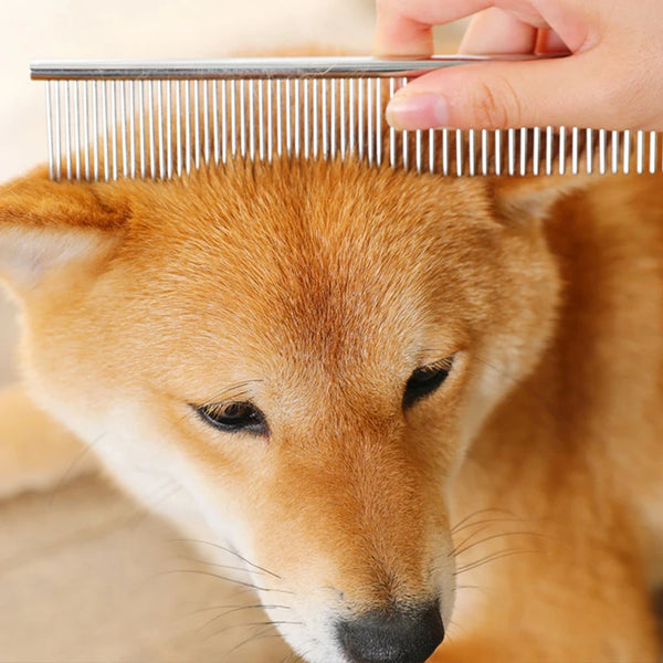 Stainless Steel Dog & Cat Grooming Comb – Long Hair Fur Removal Dematting Brush